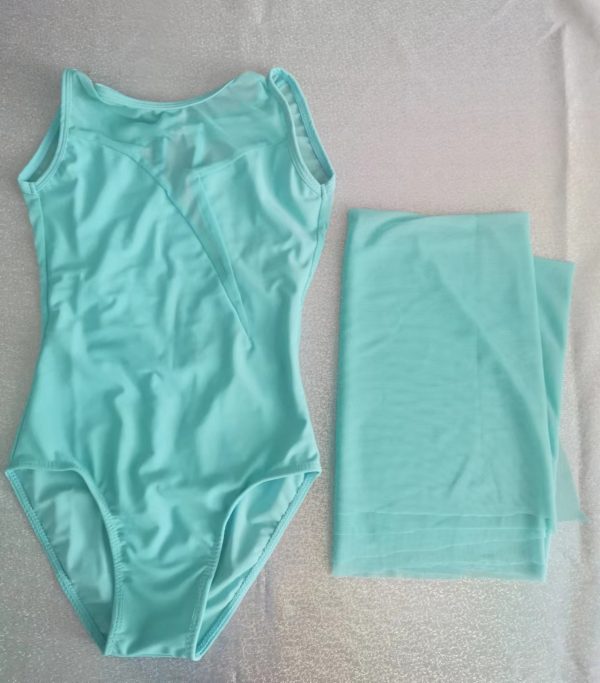 Custom design Tiffany Blue  Lyrical dance costume base , 2 pieces set - Children size 6 - Image 7