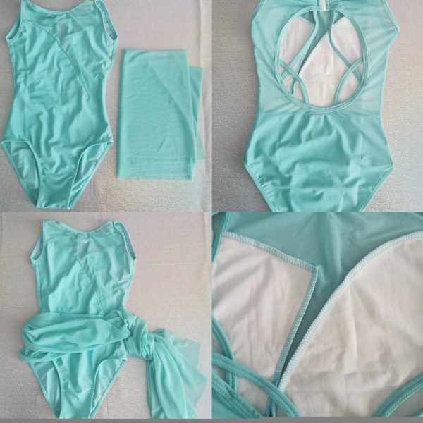 Custom design Tiffany Blue  Lyrical dance costume base , 2 pieces set - Children size 6 - Image 8