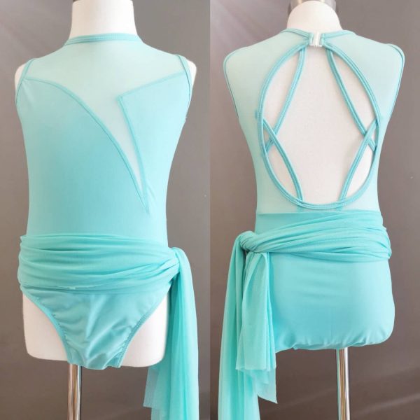Custom design Tiffany Blue  Lyrical dance costume base , 2 pieces set - Children size 6