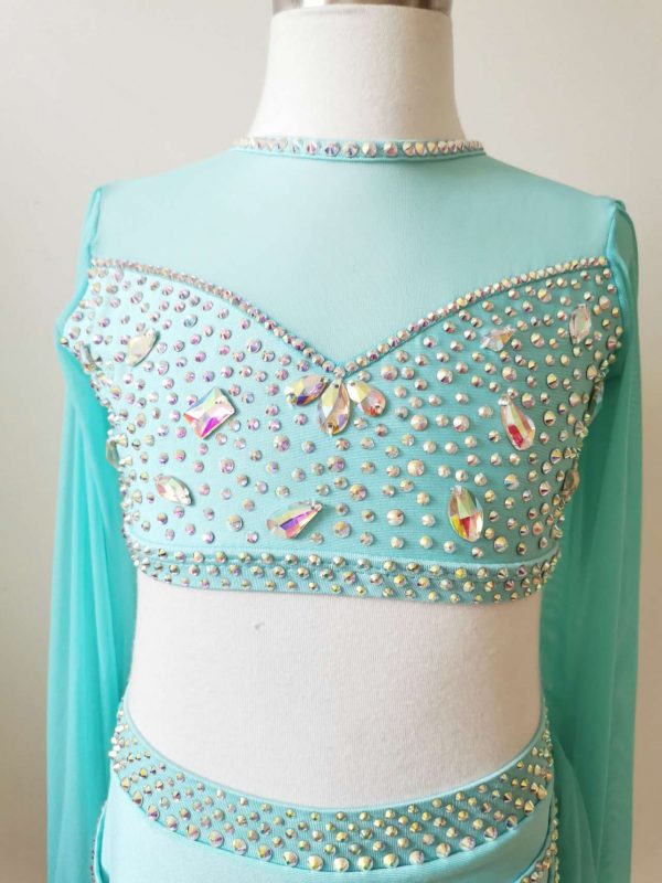 High finished custom-made Lyrical dance costume - blue colour, Children size 8 - Image 4