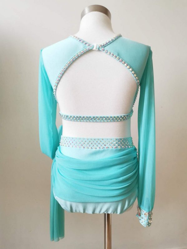 High finished custom-made Lyrical dance costume - blue colour, Children size 8 - Image 7