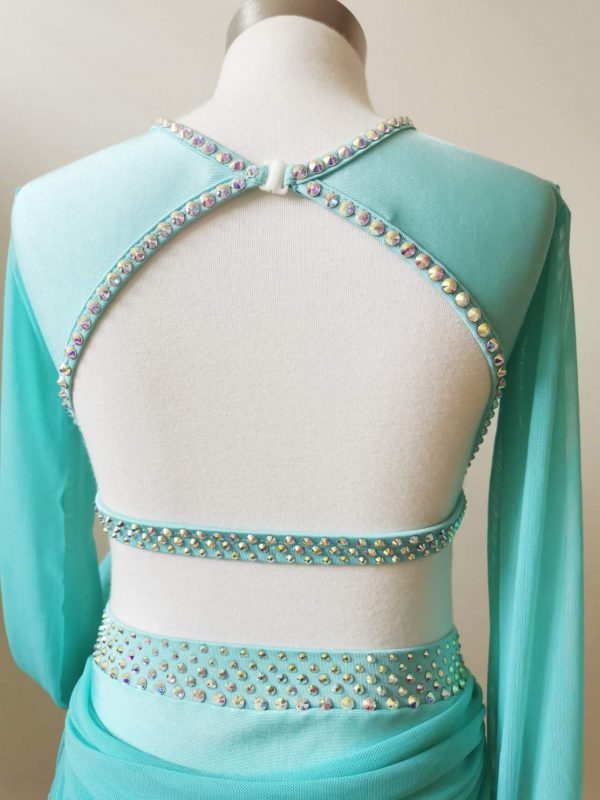 High finished custom-made Lyrical dance costume - blue colour, Children size 8 - Image 8