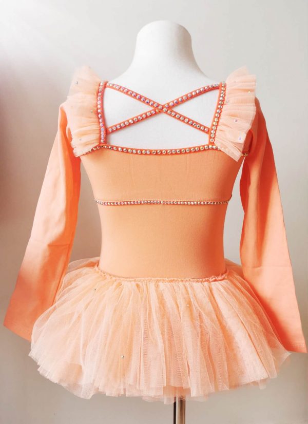 Orange leotard + TUTU two pieces set+bun wrap, Children size 6 and 8 - Image 5