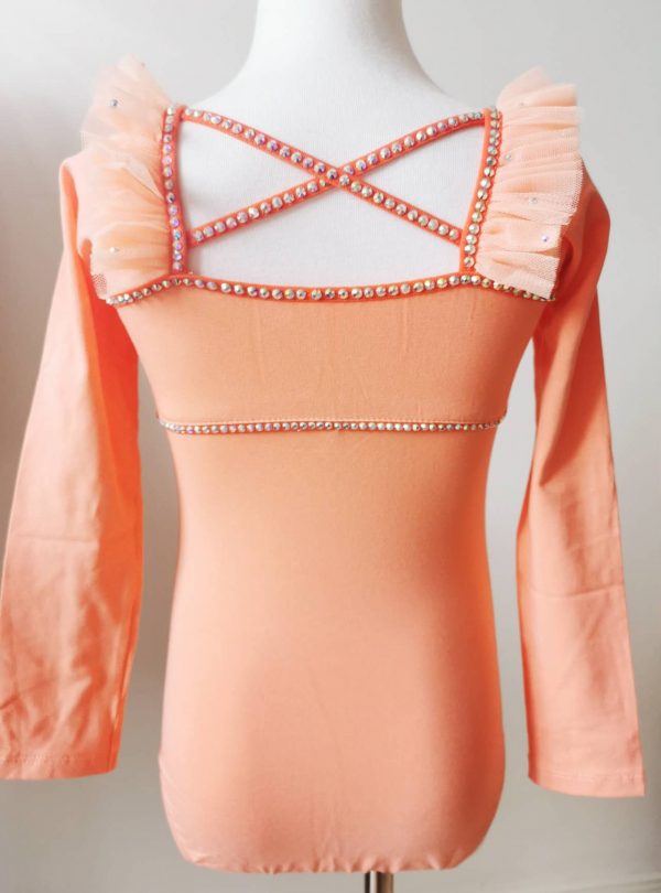 Orange leotard + TUTU two pieces set+bun wrap, Children size 6 and 8 - Image 7