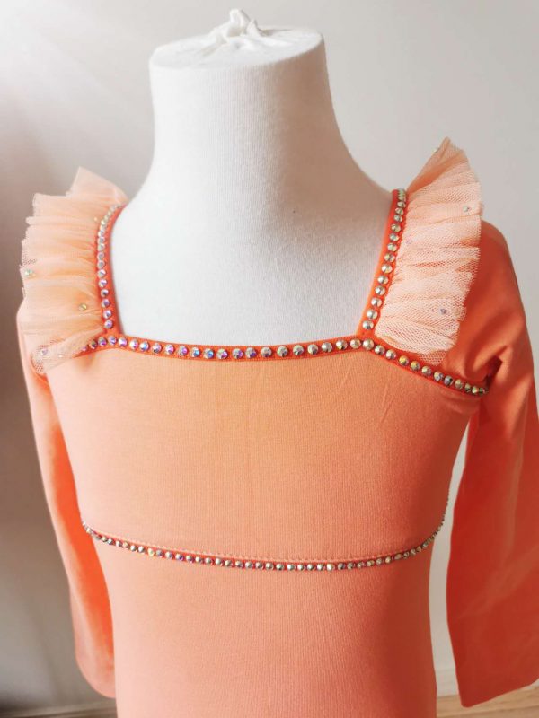 Orange leotard + TUTU two pieces set+bun wrap, Children size 6 and 8 - Image 8
