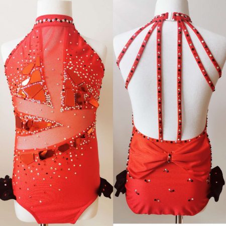 Custom made High finished Jazz dance costume - red/black colour