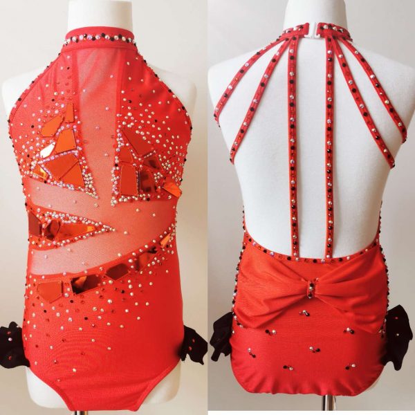 Custom made High finished Jazz dance costume - red/black colour