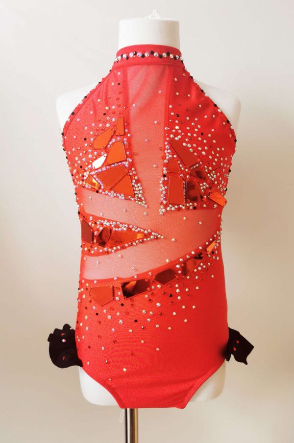 Custom made High finished Jazz dance costume - red/black colour - Image 6