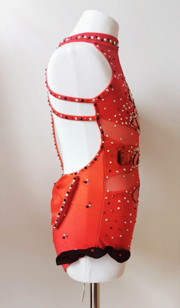 Custom made High finished Jazz dance costume - red/black colour - Image 5