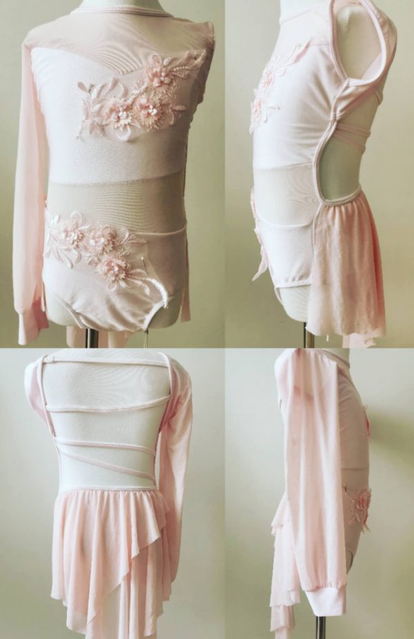 Custom design Baby pink Lyrical dance costume base with one sleeve - Children size 8