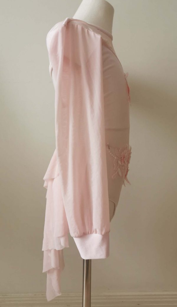Custom design Baby pink Lyrical dance costume base with one sleeve - Children size 8 - Image 4