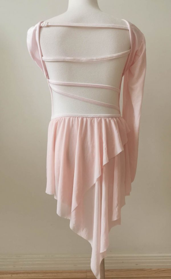 Custom design Baby pink Lyrical dance costume base with one sleeve - Children size 8 - Image 5