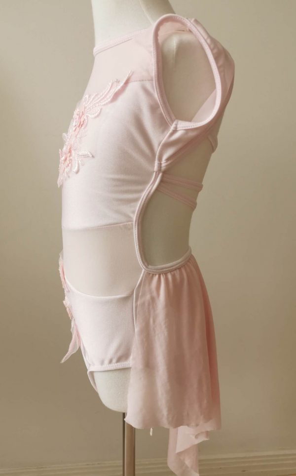 Custom design Baby pink Lyrical dance costume base with one sleeve - Children size 8 - Image 6