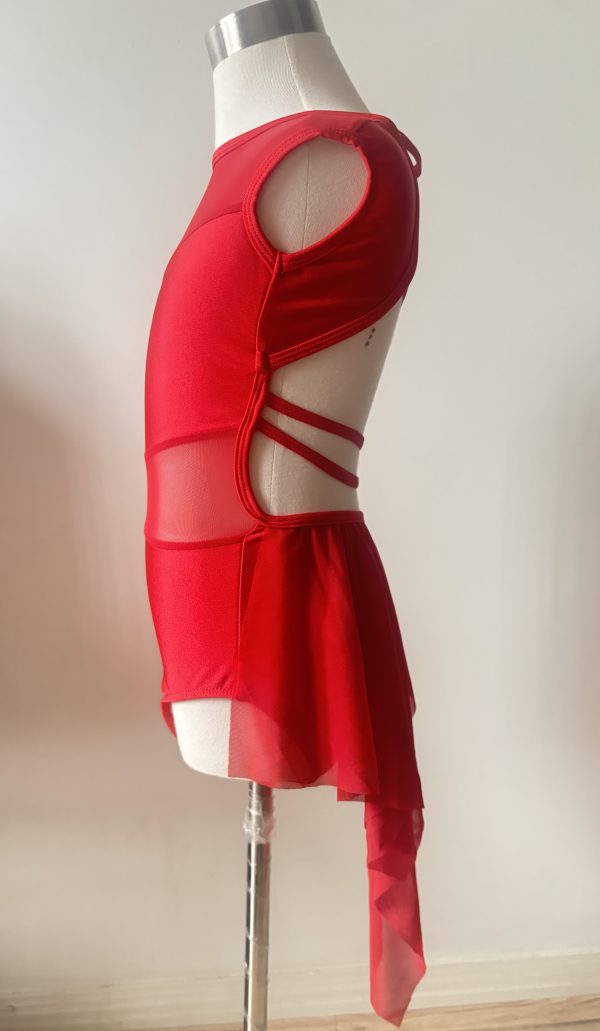 Costume base Stunning Red Lyrical dance costume base, +two piece of the laces - Image 5