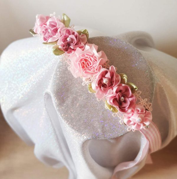 Beautiful Handmade Pink Flowers Blooming on the lace Ballet Bun Wrap - Image 3
