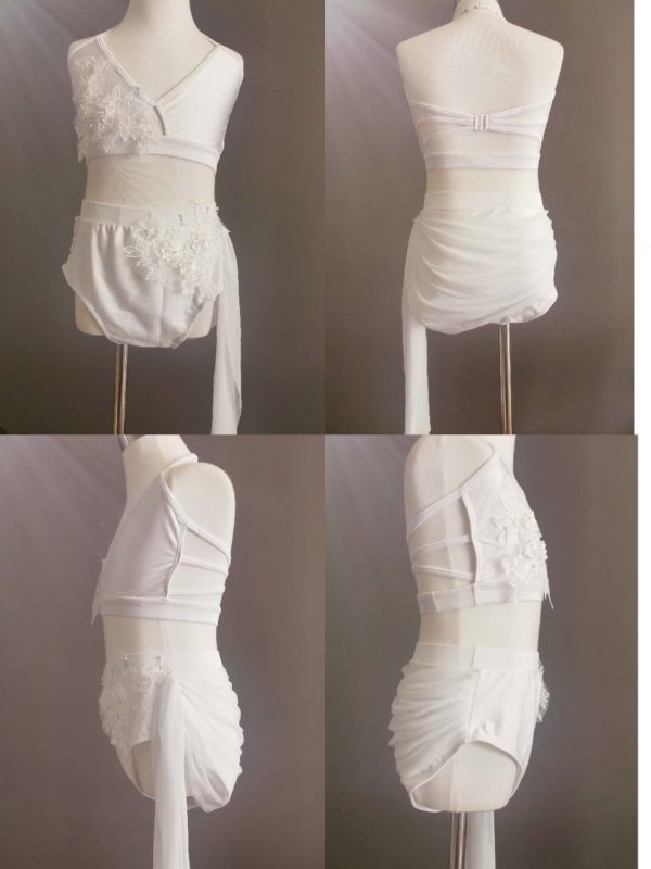 Costume base Stunning pearl white Lyrical dance costume base-two piece set, Children size 10