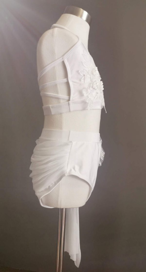 Costume base Stunning pearl white Lyrical dance costume base-two piece set, Children size 10 - Image 6