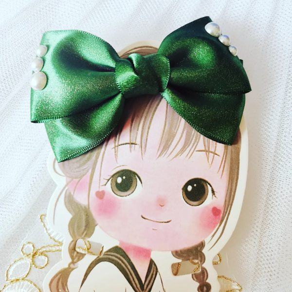 Christmas edition! High quality handmade Golden weft Christmas colours hair bow clip - Image 3
