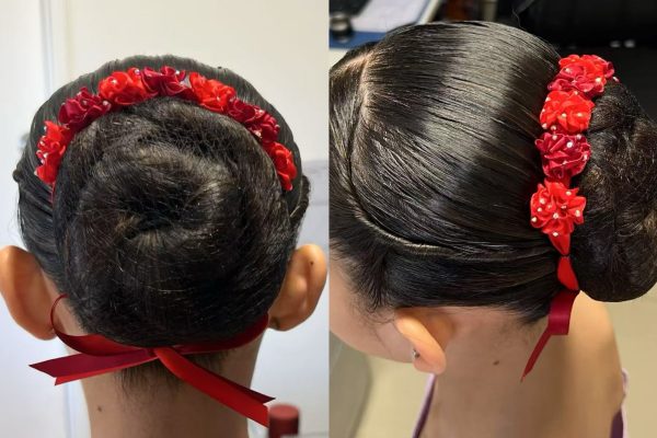 Beautiful handmade mixed of red flowers blooming Ballet bun wrap - Image 2