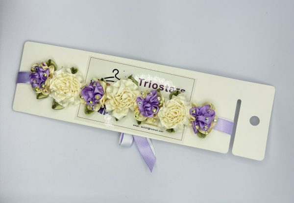 Beautiful handmade mixed of lilac and white flowers blooming Ballet bun wrap - Image 2