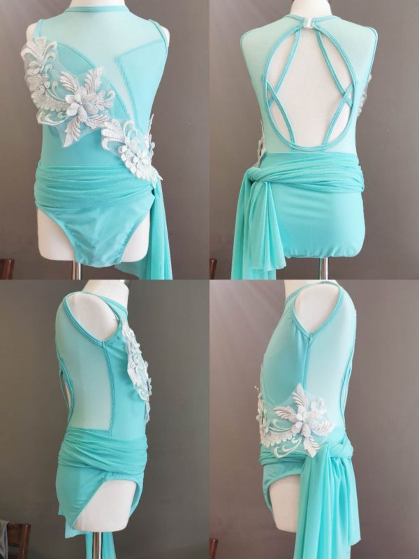 Costume base Lyrical dance costume base in Tiffney blue colour, Children size 10