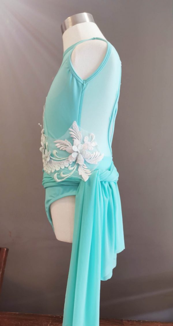 Costume base Lyrical dance costume base in Tiffney blue colour, Children size 10 - Image 4