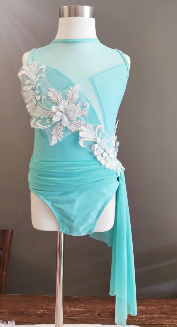 Costume base Lyrical dance costume base in Tiffney blue colour, Children size 10 - Image 5