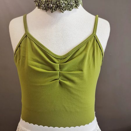 Handmade Avocado green Ballet leotard + a white lace skirt   - Children size 8,10,12,14