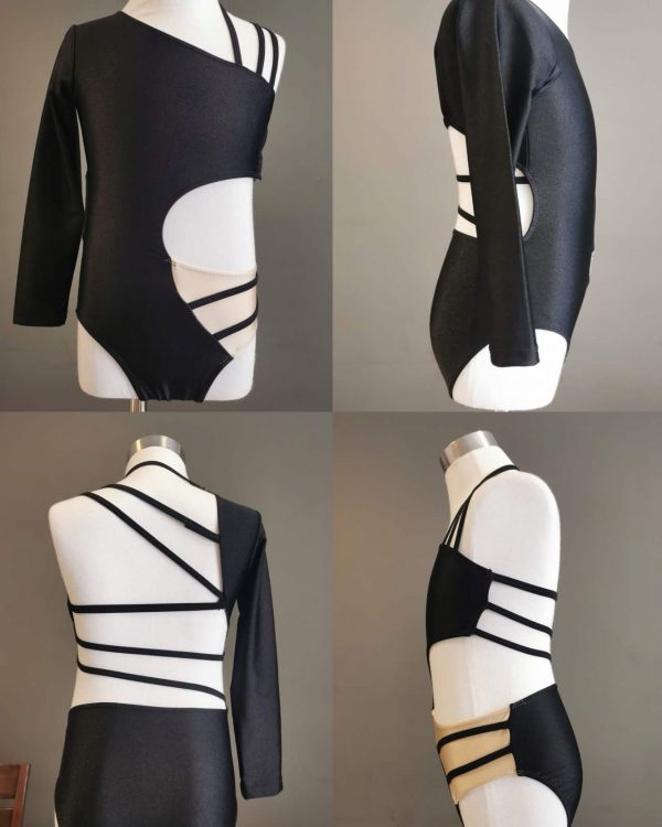 Custom-made contemporary/jazz dance costume base in black