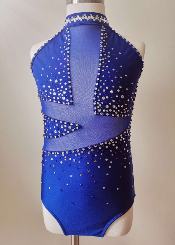 High finished custom made Contemporary/Jazz dance costume - Royal blue colour, Children size 8. - Image 3