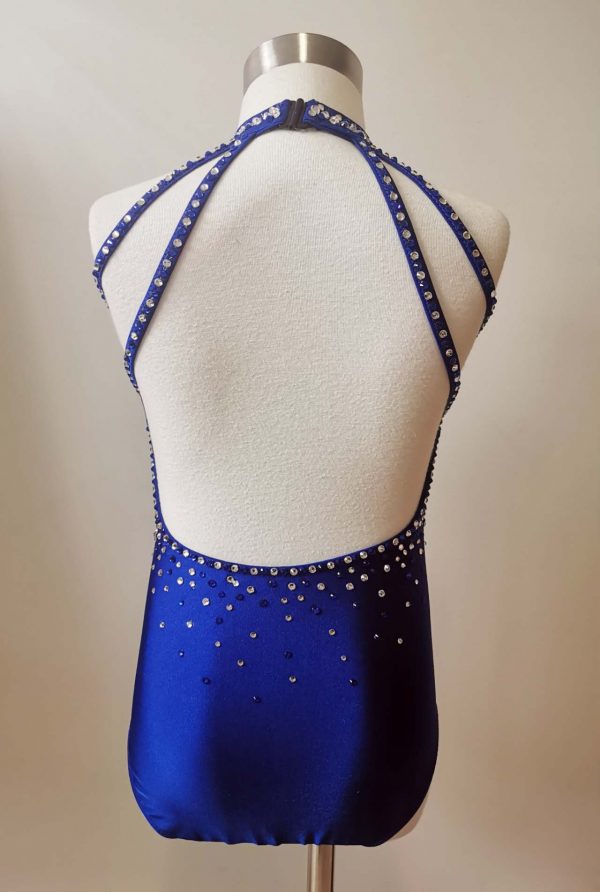 High finished custom made Contemporary/Jazz dance costume - Royal blue colour, Children size 8. - Image 4