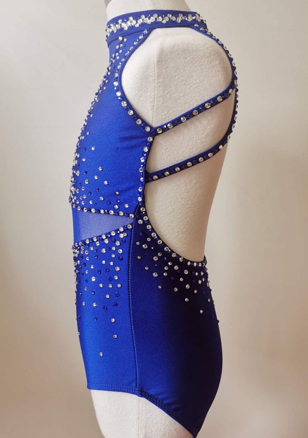 High finished custom made Contemporary/Jazz dance costume - Royal blue colour, Children size 8. - Image 5