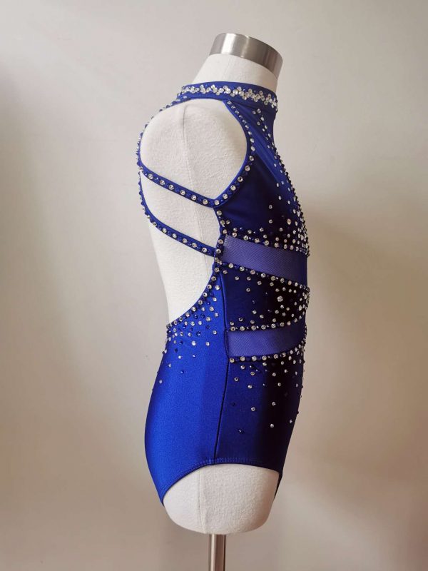 High finished custom made Contemporary/Jazz dance costume - Royal blue colour, Children size 8. - Image 6