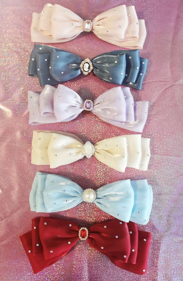 Super large Organza trio bows hair clip  (French clip)
