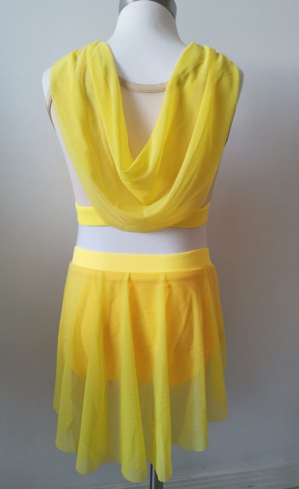 Costume base Stunning bright yellow Lyrical dance costume base+two pieces white lace - Image 2
