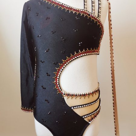 Fully embellishment custom design Black /nude contemporary dance costume Children size 6-8