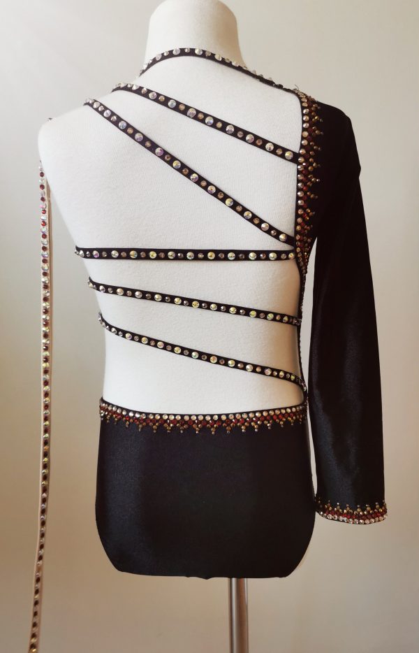Fully embellishment custom design Black /nude contemporary dance costume Children size 6-8 - Image 3