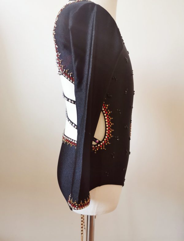 Fully embellishment custom design Black /nude contemporary dance costume Children size 6-8 - Image 5