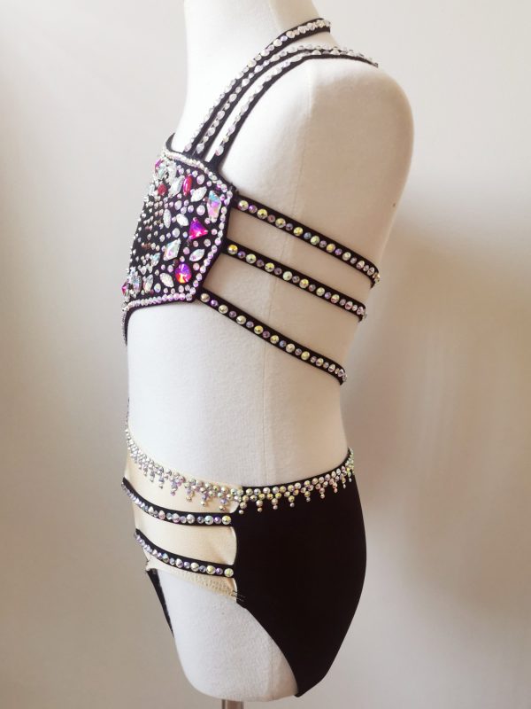 Fully embellishment High end Black /nude dance costume Children size 6-8 - Image 4