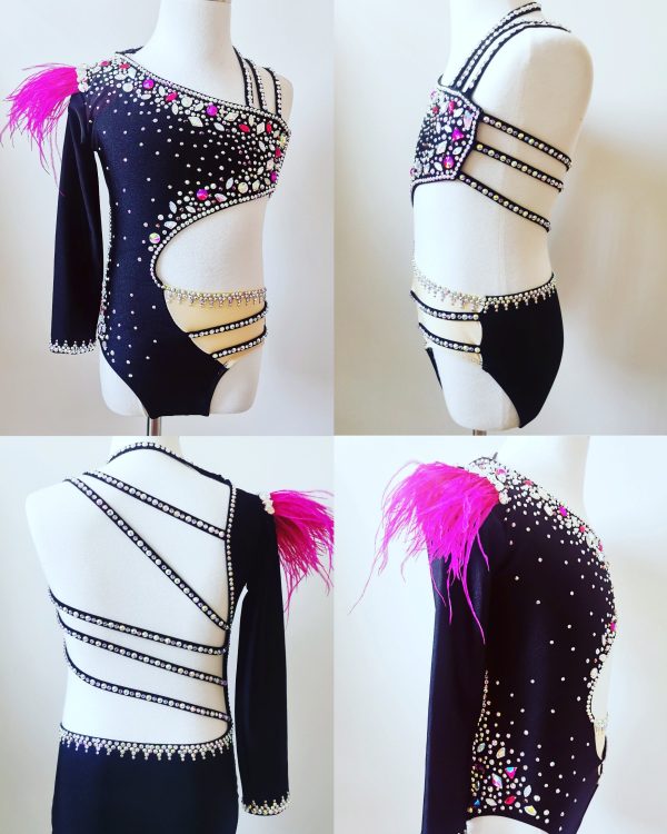 Fully embellishment High end Black /nude dance costume Children size 6-8