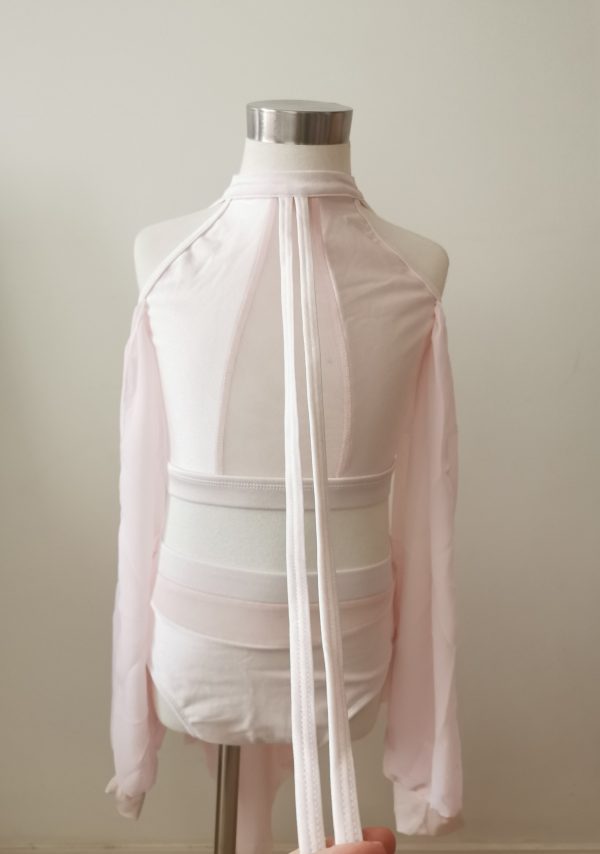 Custom design pearl baby pink Lyrical dance costume base+two pieces of lace - Image 3
