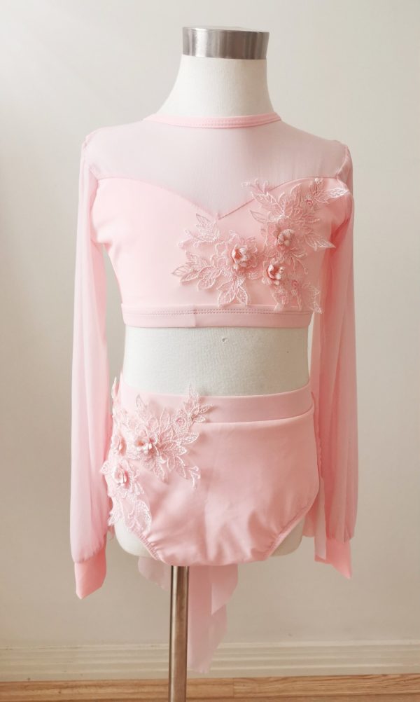Costume base Stunning baby pink Lyrical dance costume base + 2x laces, Children size 10 - Image 5