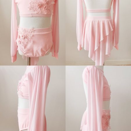 Costume base Stunning baby pink Lyrical dance costume base + 2x laces, Children size 10