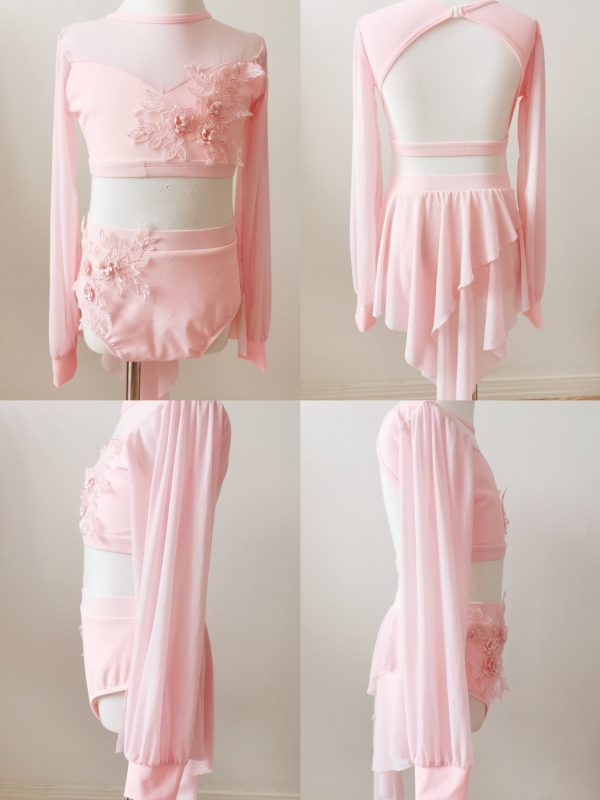 Costume base Stunning baby pink Lyrical dance costume base + 2x laces, Children size 10