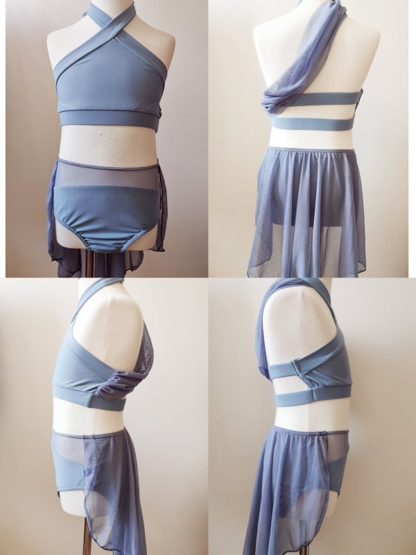 Custom design grey blue Lyrical dance costume base 