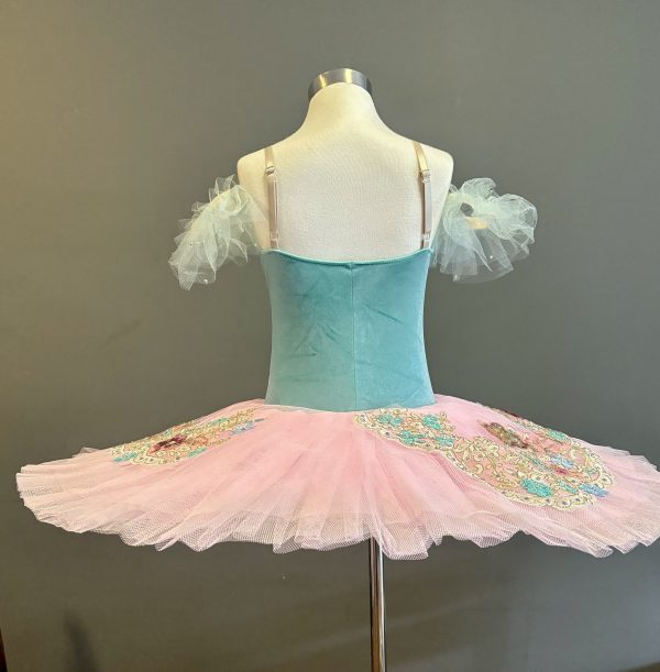 Stunning beautiful high quality Performance ballet TUTU / dance wear in contrast colours - Tiffany blue and pink ,decorated with AB rhinestones.children size 8-10 - Image 3