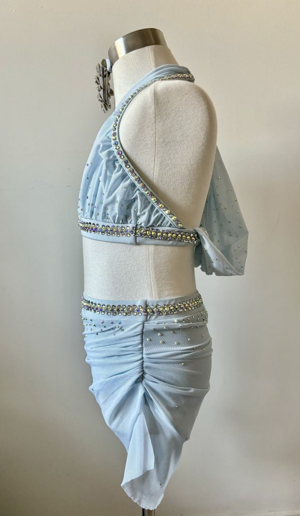 Custom made baby blue two pieces set Lyrical dance costume, with a matching hair piece - Image 3