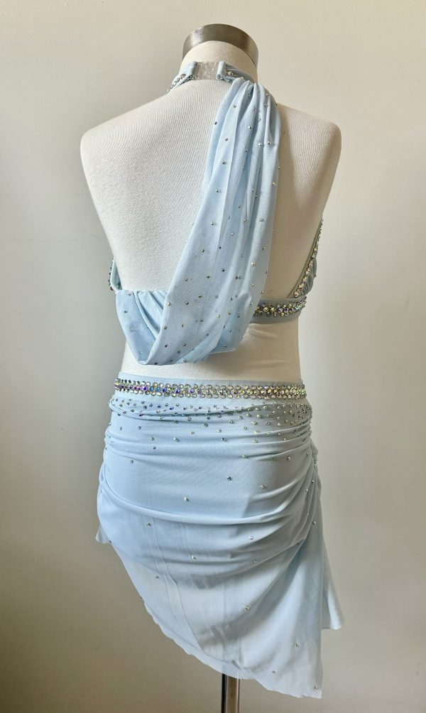 Custom made baby blue two pieces set Lyrical dance costume, with a matching hair piece - Image 4