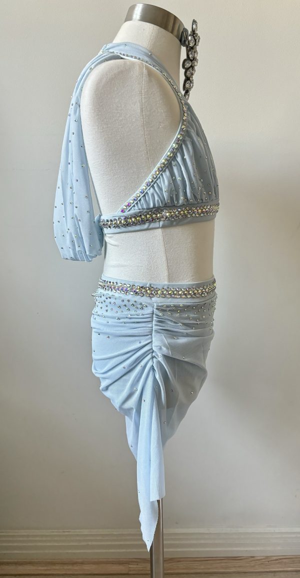 Custom made baby blue two pieces set Lyrical dance costume, with a matching hair piece - Image 5