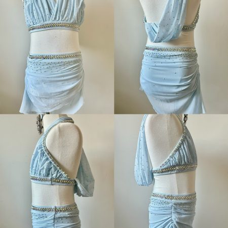 Custom made baby blue two pieces set Lyrical dance costume, with a matching hair piece